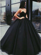 Black Tulle Sweetheart Pleats Prom Dress, Ball Gown Floor-Length
